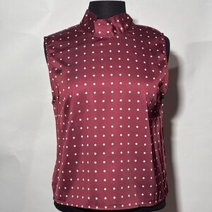 Polka Dot Sleeveless Top - Burgundy